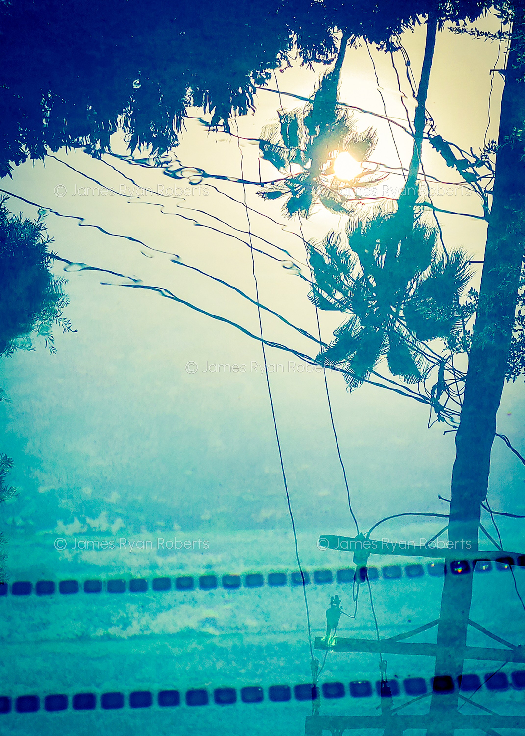 Pool Lane Lines Reflection — California large-format fine art print