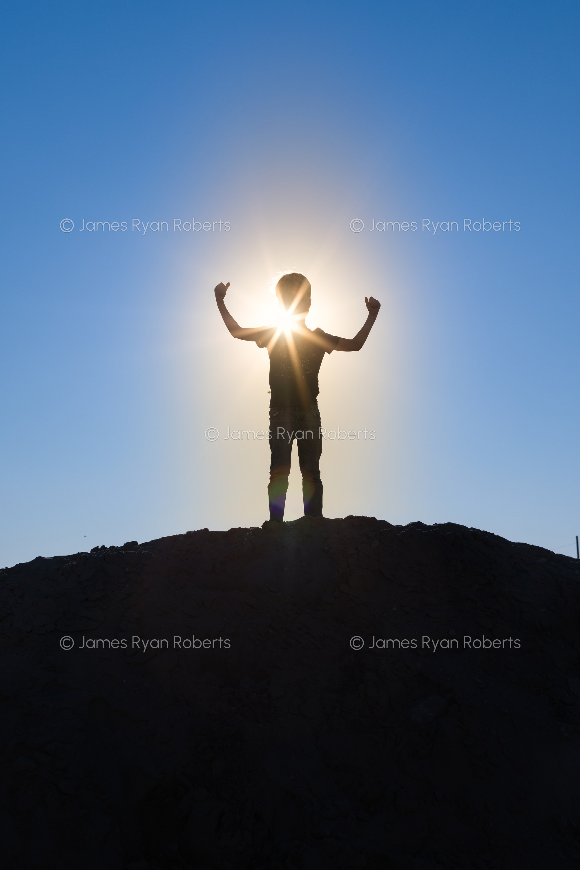 Silhouette on Hilltop Sunburst — California large-format fine art print