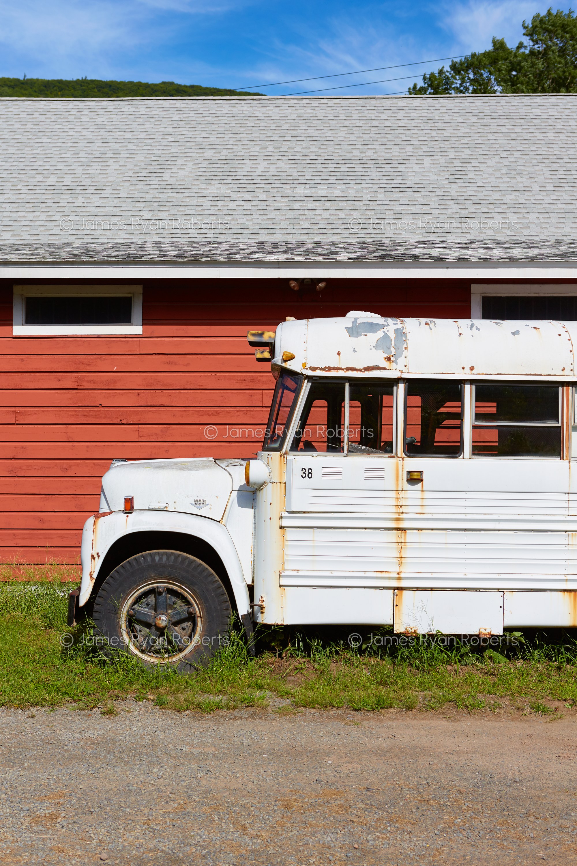 Catskills Retired School Bus — Carport large-format fine art print