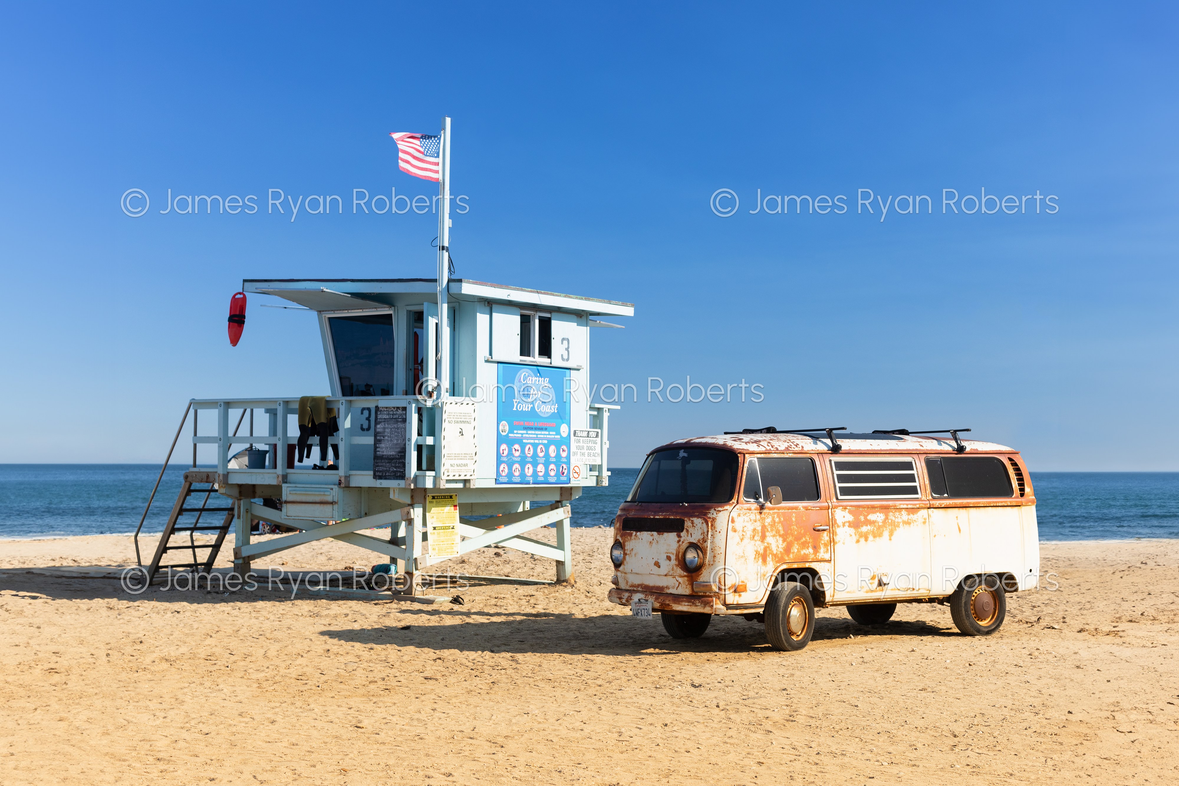 Malibu Bucket VW Surf Bus — Carport large-format fine art print