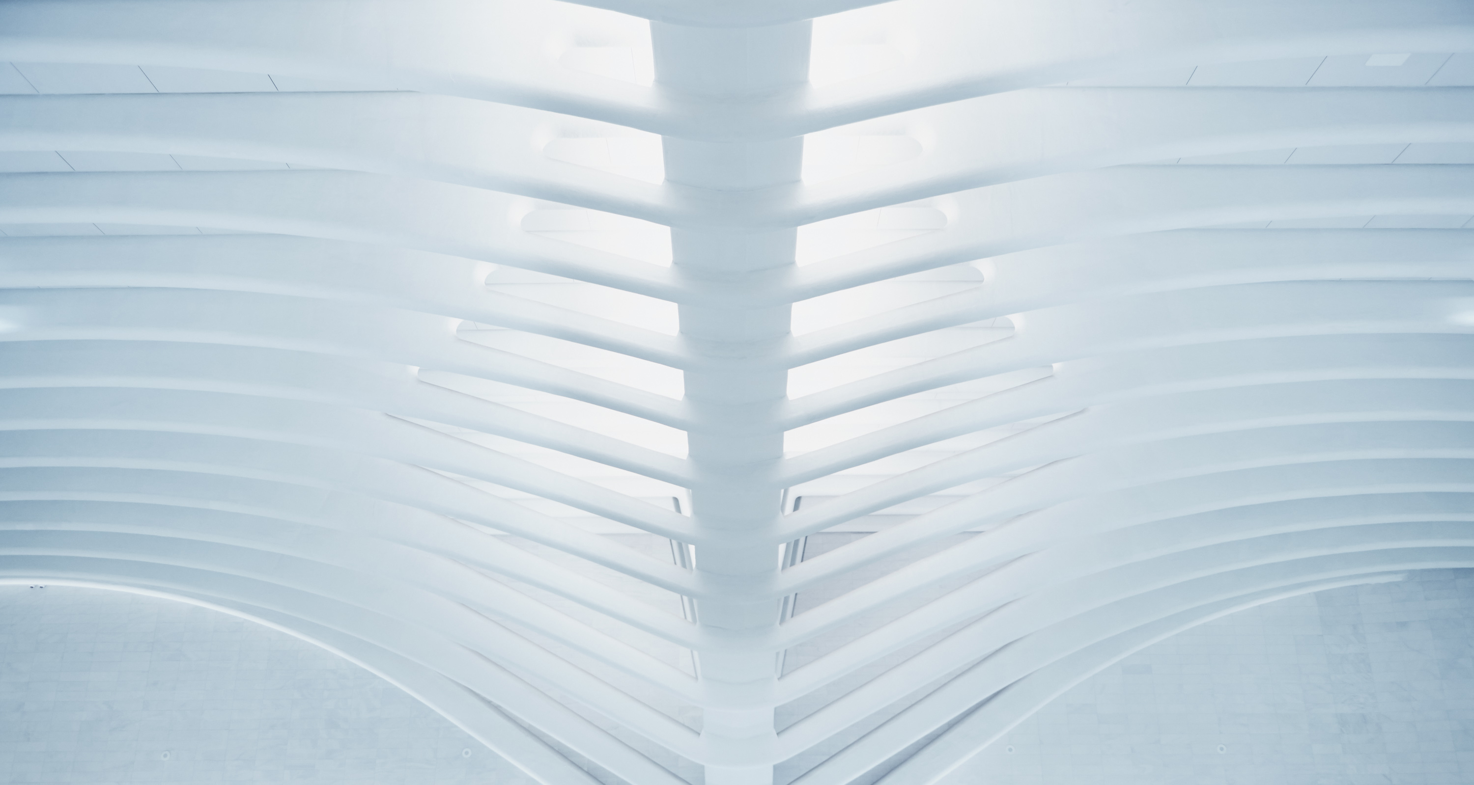 White ribbed archway, architectural interior